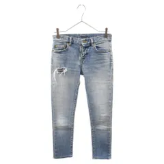 SAINT LAURENT PARIS (サンローランパリ) Crash Denim ダメージ ウォッシュ加工 ストレートデニムパンツ インディゴ 421227 Y477K レディースのサムネイル