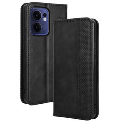 OPPO Reno13 A ケース 手帳 チェック柄 合革 レトロ 手帳 ケース 【Color】ブラック