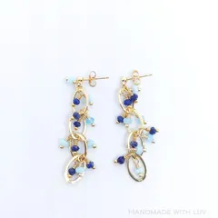 天然石ピアス ブルーオパール × ラピスラズリ