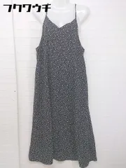 ◇ Samansa Mos2 blue 総柄 膝下丈 キャミソール ワンピース サイズ F チャコールグレー マルチ レディース  【中古】 【1201130001373】