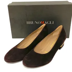 【BRUNOMAGLI】ブルーノマリ/スエードローヒールパンプス/ダークブラウン/34.5/22.5cm/イタリア製