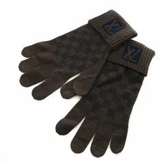 ルイヴィトン LOUIS VUITTON ゴン・プティ ダミエ 手袋 グローブ ニット ロゴ ウール 薄手 茶 ブラウン M58332 ■GY18 /MQのサムネイル