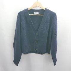 ◇ ⊇ UNITED ARROWS ユナイテッドアローズ ウール100% 長袖 カーディガン サイズ表記なし ネイビー レディース E  【1502180054600】