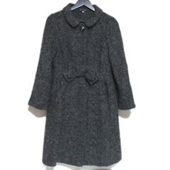 美品 M’S GRACY エムズグレイシー アンゴラ アルパカブレンド 飾りボタン リボン コート TD-129511 38サイズ グレー系 レディース 古着 中古 USED