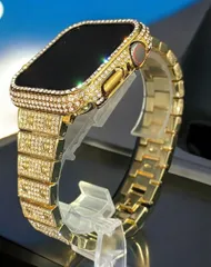 アップルウォッチキラキラカバーケースステンレスバンドベルト画面保護付　快速反応　ゴールド

