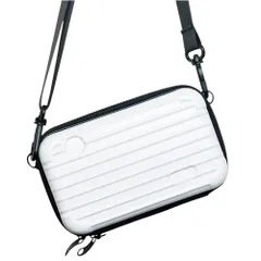 ☆ ホワイト ☆ 化粧ポーチ スーツケース型 化粧ポーチ おしゃれ スーツケース型ポーチ 大容量 メイクポーチ ペンポーチ ガジェットケース ショルダーストラップ ハンドストラップ ハードケース ペンケース 収納ケース マルチポーチ