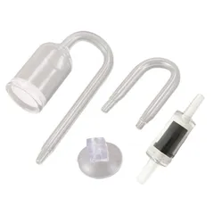 チェックバルブ ＋CO2ディフューザー 拡散器 ＋U型ガラス管＋吸盤　4本セット　水槽用 空気濾過 　ガラス製　二酸化炭素逆止バルブセット 　酸素溶解装置　水槽アクセサリー　水族館　 (透明色)