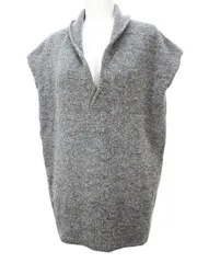 ミズイロインド mizuiro ind 半袖 ニット ベスト 灰系 グレー ミックス リブ ストレッチ