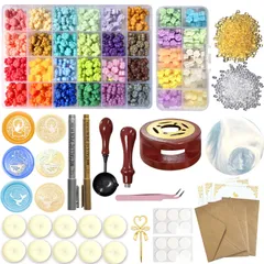 【在庫処分】シーリングスタンプ 36色封蝋 シーリングスタンプ用ワックス 銅製印面ヘッド3種 ワックスビーズ ワックス大量 初心者セット 手紙 シーリングワックス 招待状 祝福 告白 SYOUGO 祝い 手紙 装飾