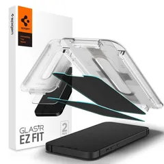 Spigen iPhone16e/14/13/13Pro ガラスフィルム 2枚入 貼り付けキット付 のぞき見防止 EZ Fit  AGL03388
