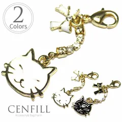 アクセサリー チャーム パーツ 猫 ねこ クリスタル＆キャット 18Kプレーティング バッグチャーム イニシャル チャーム ゴールド  ブレスレット キーホルダー キラキラ パーツ ファスナー  DIY かわいい レディース マスク チャーム マ
