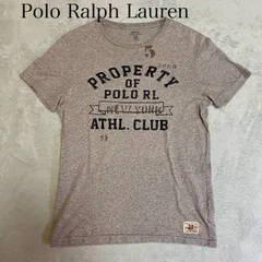 【Polo Ralph Lauren】ポロラルフローレン　Tシャツ　カットソー　杢（グレー）　vintage加工　プリントTシャツ　霜降りグレー　半袖カットソー　クルーネック