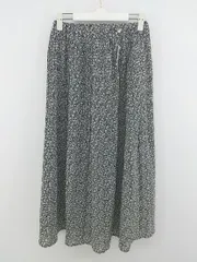 ◇ RAY CASSIN レイカズン 花柄 ウエストゴム ロング プリーツ スカート サイズF ネイビー ベージュ系 レディース P  【1212190006147】