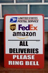新品 デリバリーサイン UPS FedEx USPS メタルサイン 看板 タテ インテリア カリフォルニア 世田谷ベース 玄関 宅配