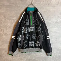 PAGELO パジェロ ハーフジップ トレーナー スウェット 切替デザイン 総柄 ブラック グレー マルチカラー  M