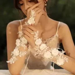 ウェディング　グローブ　薄いレース　手洗い可能