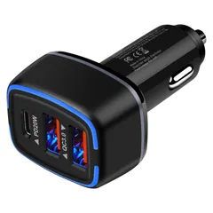 Hootek シガーソケット USB 車 充電器 3ポート カーチャージャー 【56W/PD&amp-QC3.0対応/急速充電/USB-C&amp-2USB-A】 車 USB シガーソケット シガレッのサムネイル