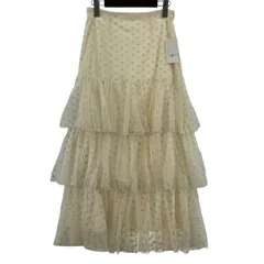 美品  JILLSTUART ジルスチュアート タグ付き チュール ティアードスカート size2/アイボリー