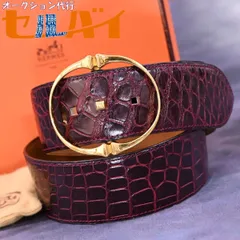 エルメスクロコベルト　エルメスエレファントバックル レザークラフト】クロコダイルレザーとHERMES(エルメス)バックル