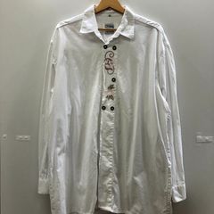 LANDHAUS チロルシャツ チロリアン 長袖シャツ ボタンダウンシャツ ヨーロッパ古着 メンズ 41 ホワイト