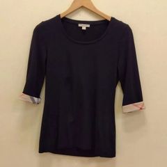M14　バーバリーブリッド　折り返しノバチェックＴシャツ　ブラック　シンプルＴ　バーバリーチェック