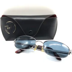 ★Ray Ban レイバン サングラス RB3225 004/6 55□19 130 シルバーフレーム カラーレンズ メガネ 眼鏡 べっこう グレー ブルー ケース付き 現状品★006324