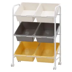 【人気商品】不二貿易 お片付けラック 子供 知育 おもちゃ収納 幅61×奥行36×高さ86cm 6マス イエロー おもちゃ箱 収納棚 軽量 ストッパー付き 38294のサムネイル