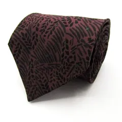 ソニアリキエル ブランドネクタイ 総柄 リーフ柄 シルク 日本製 メンズ ワインレッド Sonia Rykiel 【中古】