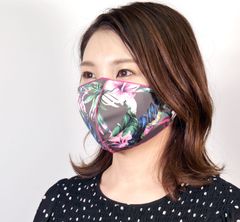 ハンドメイド！　スポーツ＆レジャーマスク　日本製　トロピカル　チャコール