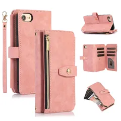 【数量限定】5G/iPhone 7/iPhone 2022 8/iPhone SE 2020 用 ケース SE かわいい ジッパー付き携帯電話ケース 高級PUレザー 携帯カバー おしゃれストラップ付き ハンドメイド iPhone ケース カード収納手帳型ケース