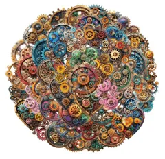 ステッカーPETシール歯車カラフル時計セットデコレーションレトロアンティーク海外