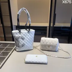 【今日特価】Chanel X675 3点セット, トートバッグ＆スクエアバッグ＆ウォレット, ホワイト, 超お得なセット！ [本日特価|新品未使用品]