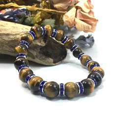 タイガーアイ パワーストーン ブレスレット 天然石 10mm （ダークブルー）メンズ・レディース 男性・女性 数珠ブレス 開運  [3] 