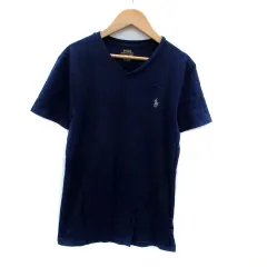 ポロ ラルフローレン POLO RALPH LAUREN Tシャツ カットソー Vネック 半袖 ロゴ刺繍 XS 紺 ネイビー グレー /HO28