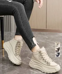 裏起毛 厚底スニーカー ハイカット韓国風_2