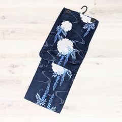 【綿麻】浴衣 単品 紺 ネイビー 牡丹 フリーサイズ レディース wy28 綿麻】浴衣 単品 紺 ネイビー 牡丹 フリーサイズ レディース wy28