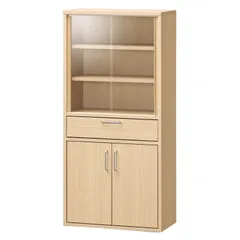 中古 白井産業 食器棚 カップボード キッチン収納 ガラスキャビネット 一人暮らしの部屋や狭いスペースにぴったりサイズ ナチュ 即納