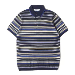 【新品】ESTNATION エストネーション ポロシャツ サイズ:S 22SS マルチボーダー コットン ニット ポロシャツ (11-200-12-050015) / マルチカラー / トップス 半袖 プルオーバー【メンズ】