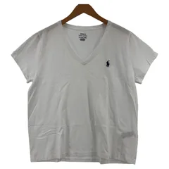 POLO RALPH LAUREN ポロ・ラルフローレン Vネック ワンポイント刺繡半袖Ｔシャツ sizeXL/ホワイト