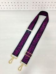 ハンドメイド＊ショルダーストラップ ジャガードブラックピンクローズ(899)