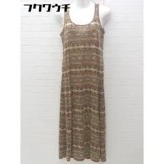 ◇ LIMITLESS LUXURY 総柄 ノースリーブ 膝下丈 ワンピース ブラウン マルチ レディース 【中古】 【1002801901998】