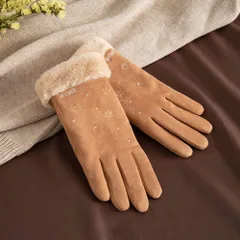 ☆ ベージュ×jb1011 ☆ 防寒手袋 レディース asdfgloves04 手袋 レディース 秋冬 手ぶくろ てぶくろ グローブ スマホ対応 かわいい カワイイ 暖かい 防寒 5本指 裏起毛 防風 保温 刺繍 スエード 柔らかい シンプル 上品 通勤 通学