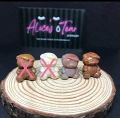 最後1点♤ ♣︎アラシャンゴビメノウ♧ ♠︎ ベレー帽熊ちゃん🥺貫通穴ありパーツ☆ 阿拉善 天然石P02268