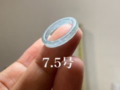 L11-125 ピンキーリング 薄水色 氷種 7.5号 天然グアテマラ産 A貨 本翡翠 くりぬき リング