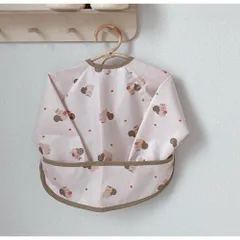 ☆ E（リス） ☆ 食事エプロン 長袖 ykjt2021721 お食事エプロン 長袖 ベビー用エプロン お食事用エプロン ポケット付き お食事スタイ エプロン スナップボタン ベビー スタイ ベビー用品 防水 ベビーエプロン スモック かわいい 女の子 男の子