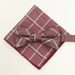 3蝶ネクタイ　チーフ　セット　ワインレッド系　結婚式　新郎新婦　タキシード