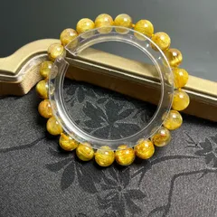 10%OFF 夢色 EU製 ★極!極満針ルチルクォーツ★ブレスレット パワーストーン 天然石B 綺麗 金運 お守り ギフト 8.9-9.3mm ZB8595