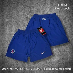 90s NIKE “PARIS SAINT-GERMAIN” Football Game Shorts ナイキ パリサンジェルマン フットボールショーツ ゲームショーツ ブルー Mサイズ タイ製 Deadstock デッドストック リーグアン サッカー PSG