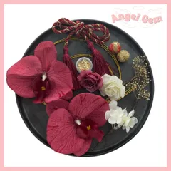 赤白 胡蝶蘭髪飾り 水引 和玉 成人式 結婚式 卒業式 和装前撮り 振袖袴