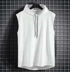 パーカー タンクトップ 夏パーカー 男女兼用 レディースメンズ Tシャツ  フード付き ノースリーブ 夏 トップス 重ね着 薄手 無地 スポーツ 送料無料 aiyuehua32